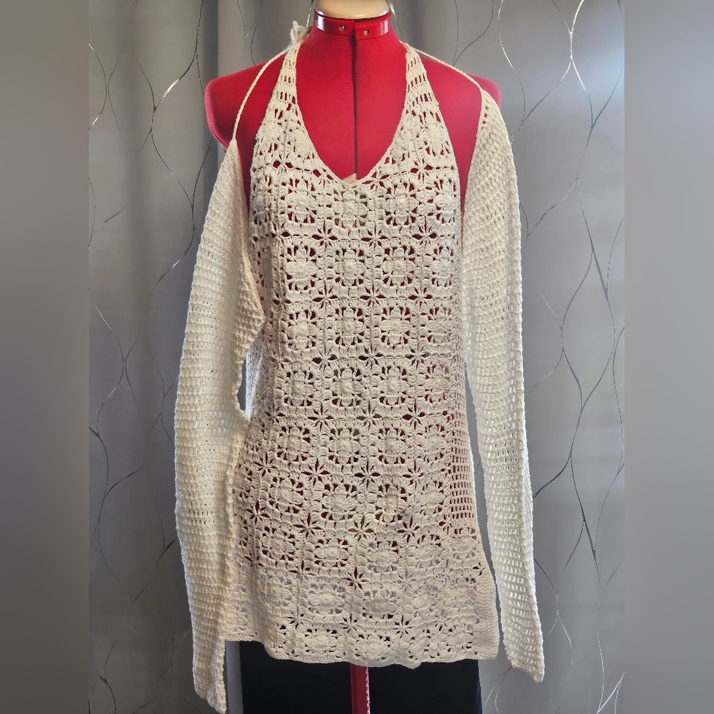 Dolls Kill Poster Grl White Crochet Dress & Shrug Set Sold Out